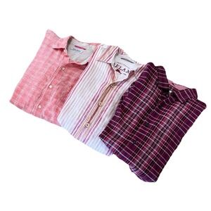 Lot of 3 Tommy Bahama Long‎ Sleeve Button Down  Shirts 2 Linen 1 Silk Blend SZ L